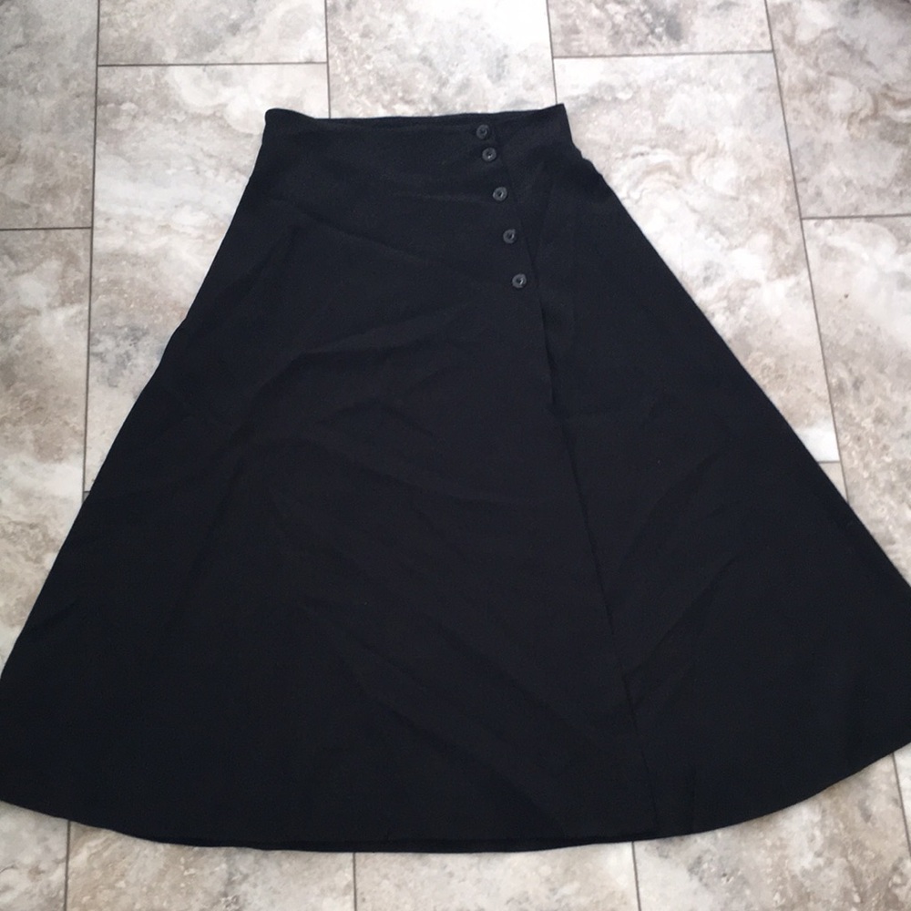 JAEGER CREPE WOOL A LINED MIDI SKIRT WITH BUTTON UP DETAILING SIZE14
